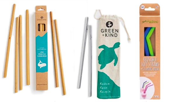 Bamboo, metal and silicone reusable straws