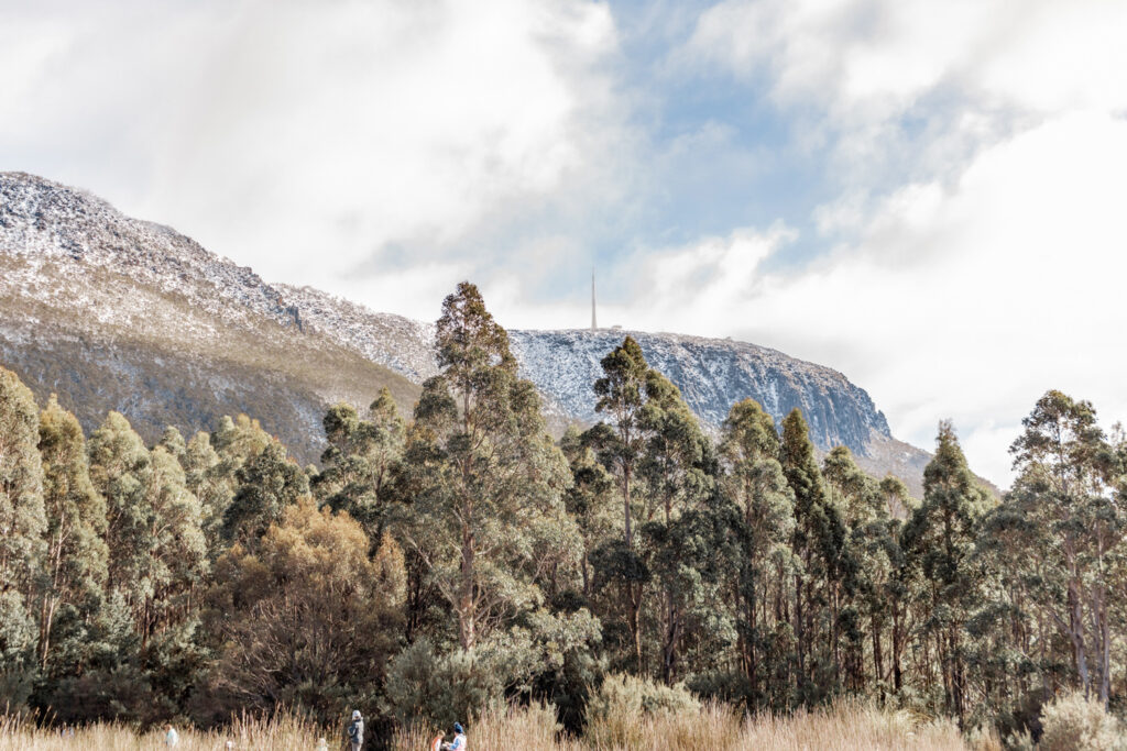 Mount Wellington seen from Hobart in winter